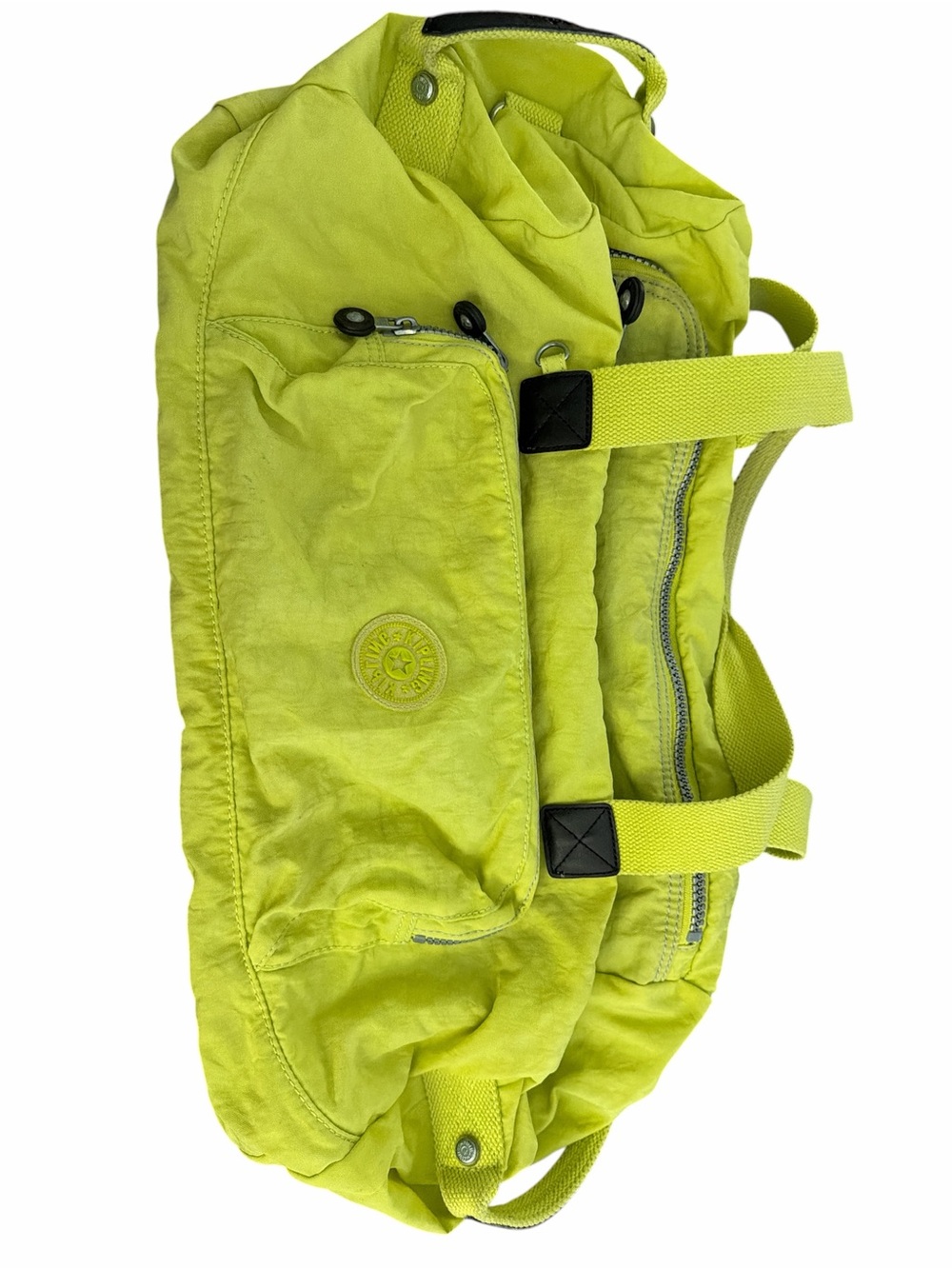 Kipling Bright Lime Nylon Duffel with Interior Zip Pocket